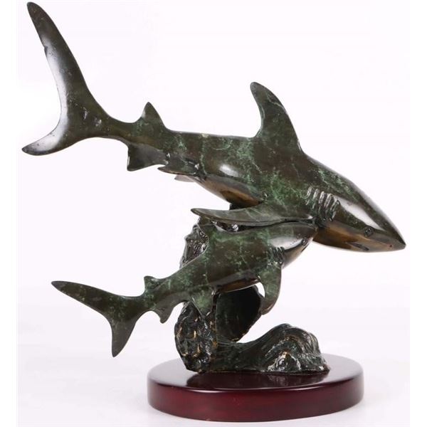 BRONZE MAKO SHARK STATUE W/ BEAUTIFUL FINISH