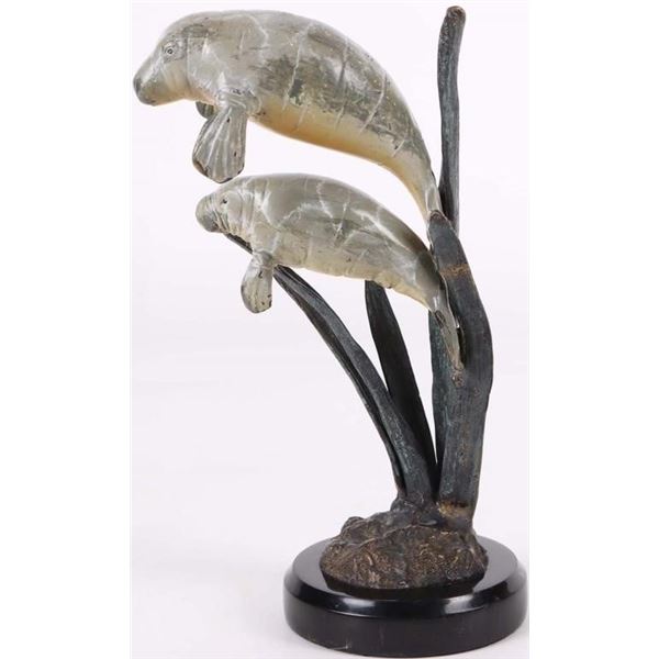 BRONZE MANATEE SPI GALLERY STATUE