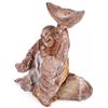 Image 1 : HAND-CARVED WOOD LAUGHING BUDDHA STATUE