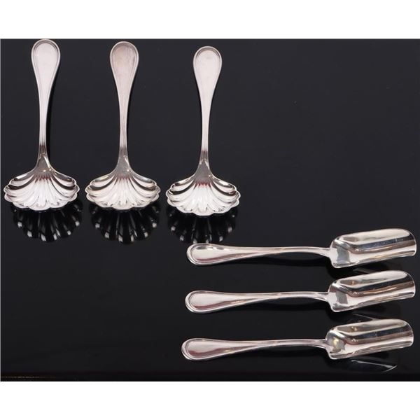 VINTAGE ASSORTED SUGAR & ARBOR SHELL SPOONS - (6)