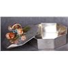 Image 2 : VINTAGE 0.800 SILVER CARNELIAN GRAPE VINE TEA TIN
