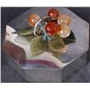 Image 4 : VINTAGE 0.800 SILVER CARNELIAN GRAPE VINE TEA TIN