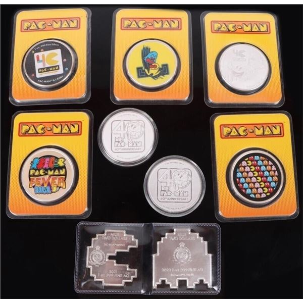 ASSORTED 1 OZ FINE SILVER PAC-MAN BULLION - (9)