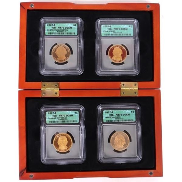 ICG CERTIFIED PF-70 DCAM PRESIDENT COINS -(4)
