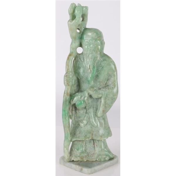 BURMESE JADE ASIAN WISE MAN FIGURINE STATUARY