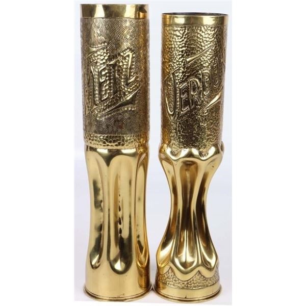 WWI 75MM ARTILARY SHELL TRENCH ART LOT OF 2