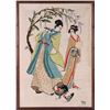 Image 1 : VINTAGE CREWEL GEISHA  ASIAN PASTEL BY C. WILLIARD
