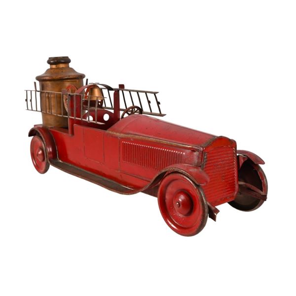 Antique Pressed Steel Fire Truck w/ Water Tank