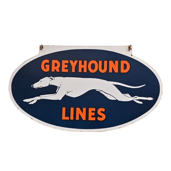 Greyhound Lines Double-Sided Porcelain Sign