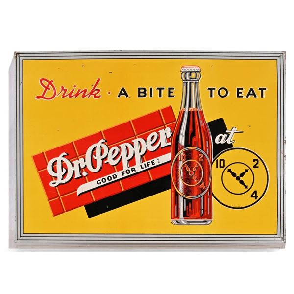 Dr. Pepper Drink A Bite To Eat Embossed Tin Sign