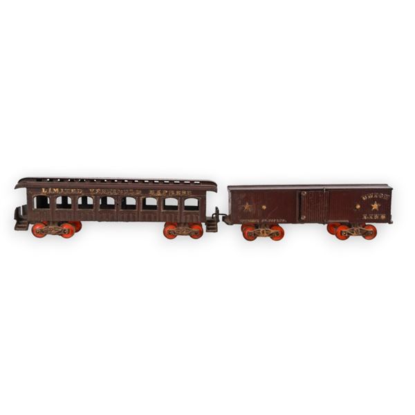 IVES Cast Iron Train Passenger & Box Car