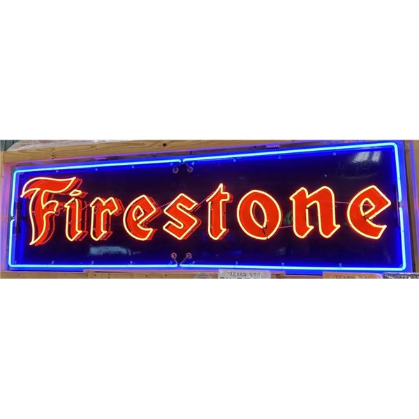 Firestone Neon Over Porcelain Sign