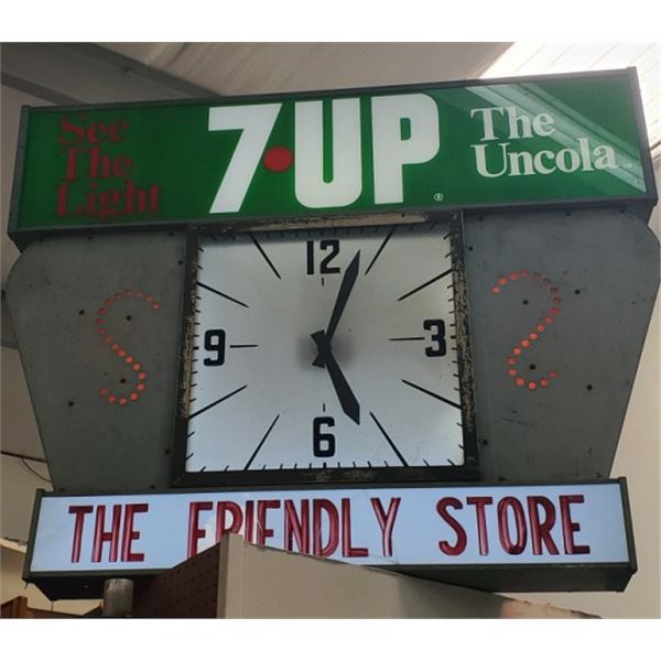 7-Up Clock The Friendly Store Advertising Clock