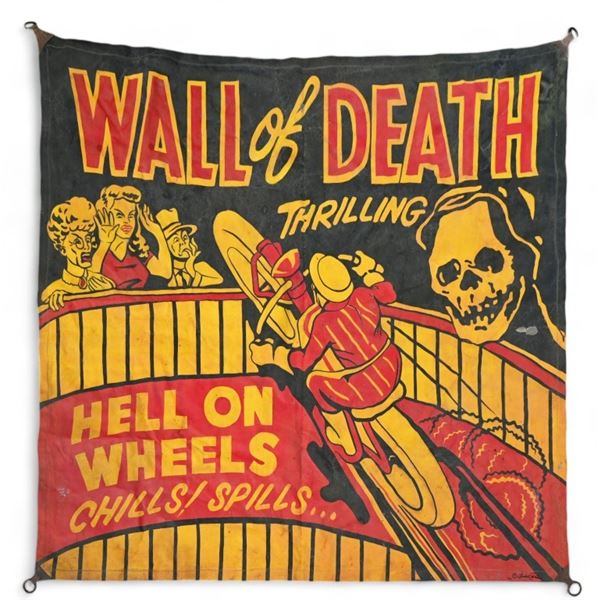 Wall Of Death Vintage Custom Motorcycle Banner
