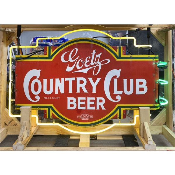 Goetz Country Club Beer Porcelain & Neon Sign