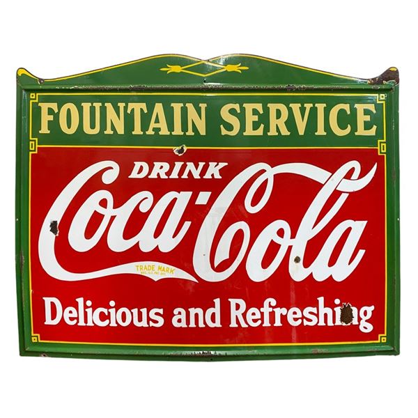 Coca Cola Fountain Service Porcelain Sign