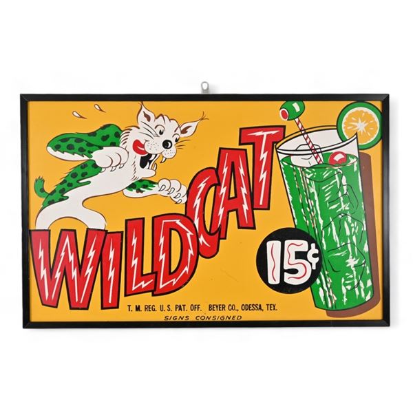 Wildcat Soda Texas Advertising Masonite Sign