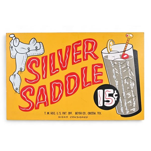 Silver Saddle Soda Texas Advertising Masonite Sign