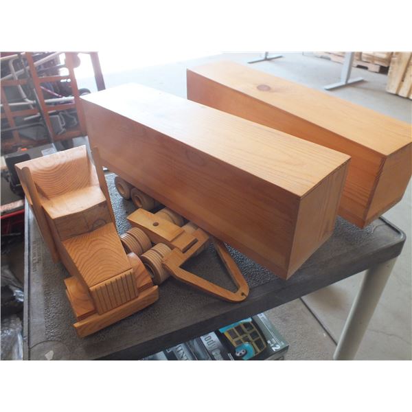 Wooden Semi Truck w/ 2 Trailers