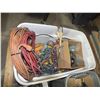 Image 1 : Tote Of Extension Cords & Small Hand Tools
