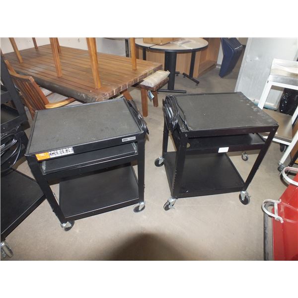 2 Black Metal Carts On Wheels