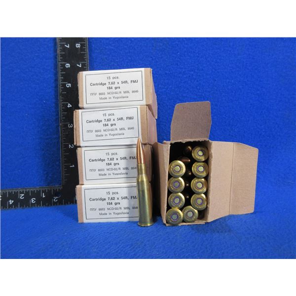 7.62X54R 184gr FMJ Cartridges - Made In Yugoslavia