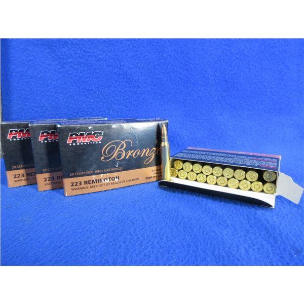 223 Rem. 55gr FMJ BT PMC Bronze Cartridges