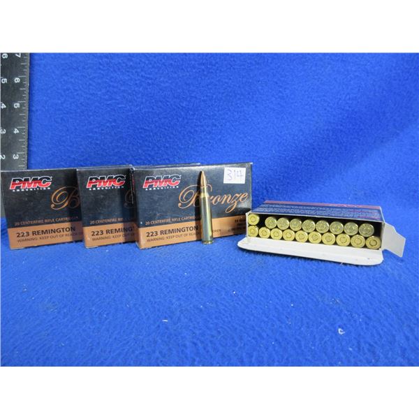 223 Rem. 55gr FMJ BT PMC Bronze Cartridges