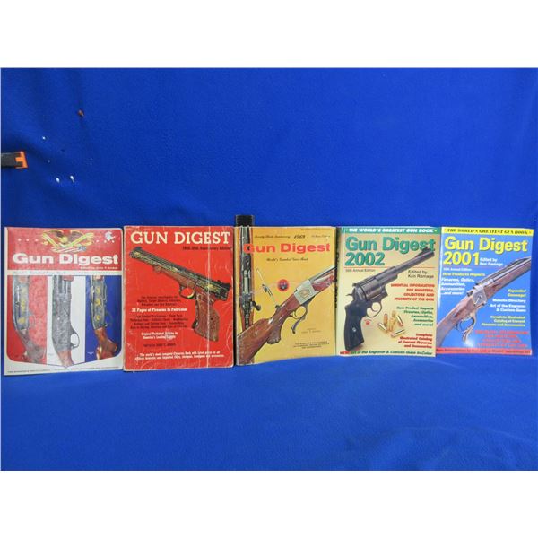 5 Gun Digest Books - 1966, 1968, 1969, 2001, 2002
