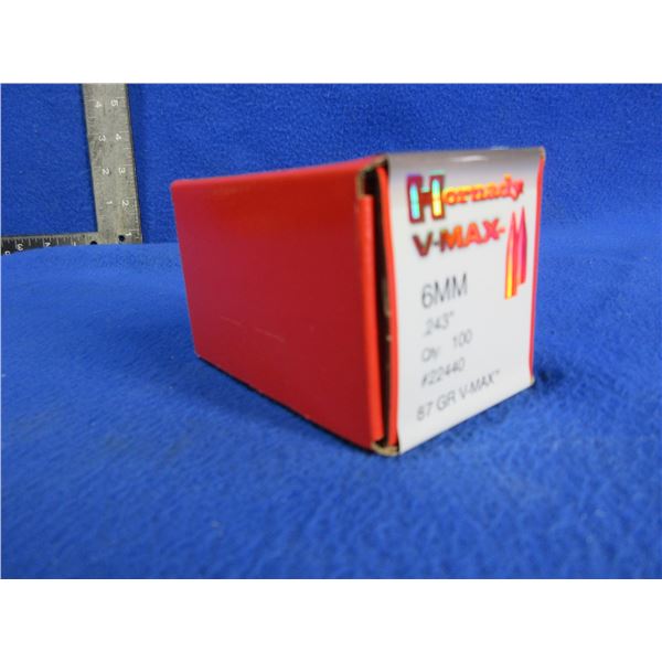 6MM .243" 87gr V-Max Hornady Bullets - Sealed Box of 100