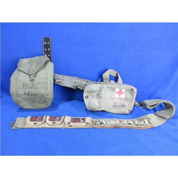 US Military Belt with Empty First Aid Kit and Ammo Pouch
