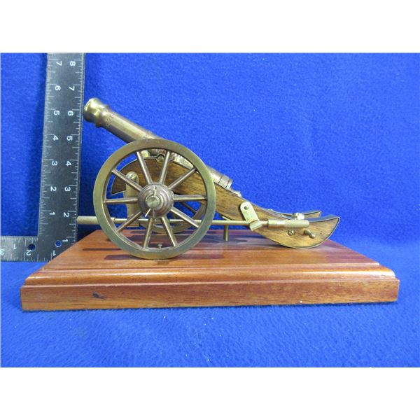 Vintage Brass and Wood Cannon Replica Ornament