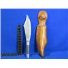 Image 1 : Large Fixed Blade Knife with Leather Sheath - 10" Blade