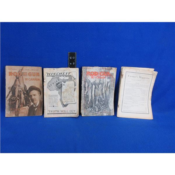 4 Antique Books - Rod & Gun (1909 x 2, 1910), Farmers Magazine (1911)