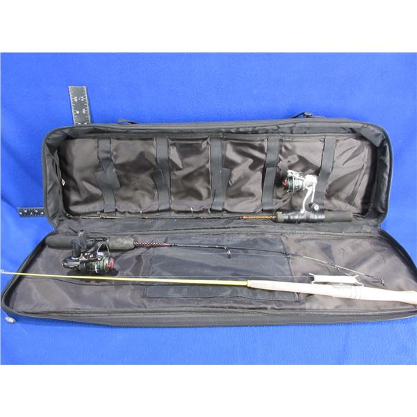 3 Ice Fishing Poles, 2 Reels and Rod Locker Carry Bag