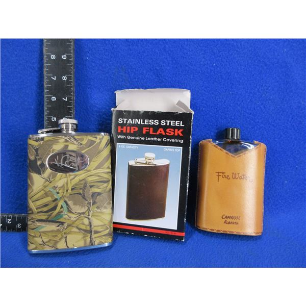 2 Flasks - 8oz Stainless Steel and Fire Water