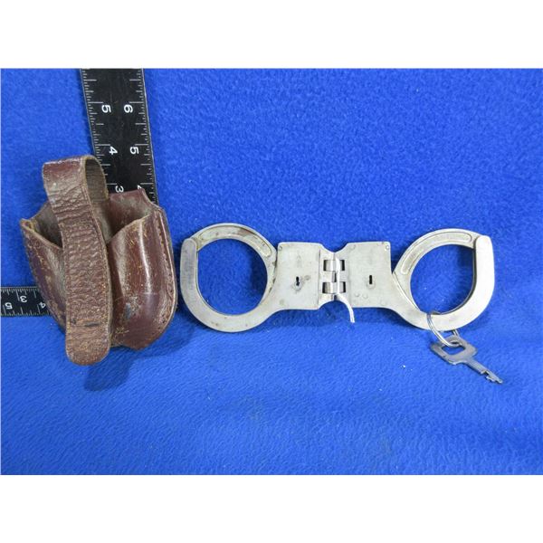 Vintage Handcuffs with Leather Sheath and 1 Key