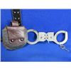 Image 2 : Vintage Handcuffs with Leather Sheath and 1 Key