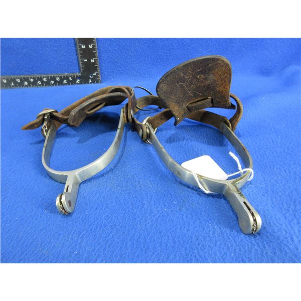 Pair of Spurs - Solid Nickel and Leather