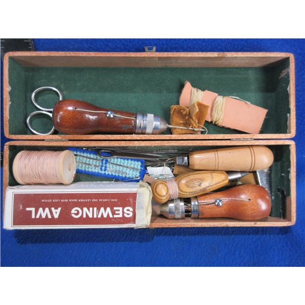 Leather Sewing Kit in Wood Case