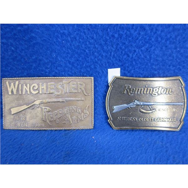 2 Belt Buckles - Remington and Winchester Repeating Arms