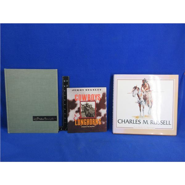 3 Books - Cowboys and Longhorns, The Frederic Remington Book, Charles M. Russell