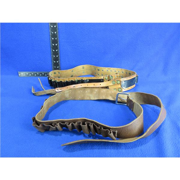 2 Leather Ammo Belts - Both Approx.  48" Total Length