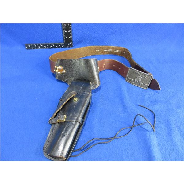 Leather Belt and Holster with Spartan Drilling Belt Buckle
