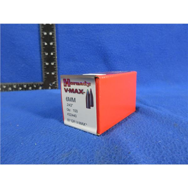 6MM .243" 87gr V-Max Hornady Bullets - Sealed Box of 100
