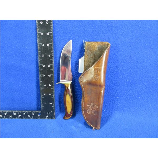Fixed Blade Knife with Leather Sheath - 4 1/4" Blade