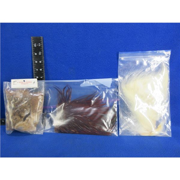 3 Bags of Assorted Feathers/Fur for Fly Tying