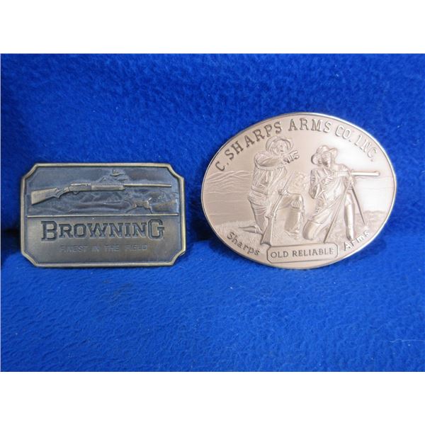 2 Belt Buckles - Browning and C. Sharps Arms Co. Inc.