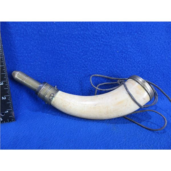 Vintage Brass and Horn Powder Flask