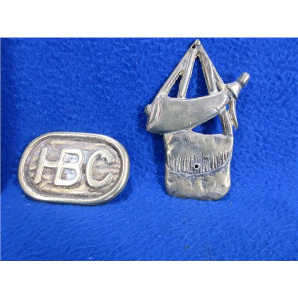 Brass HBC Belt Buckle and Brass Horn/Bag Ornament